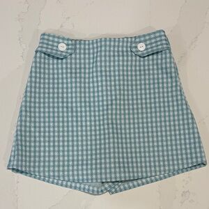 Olivia Rae Teal and White Retro Style Houndstooth Women's Mini Skort SZ Small